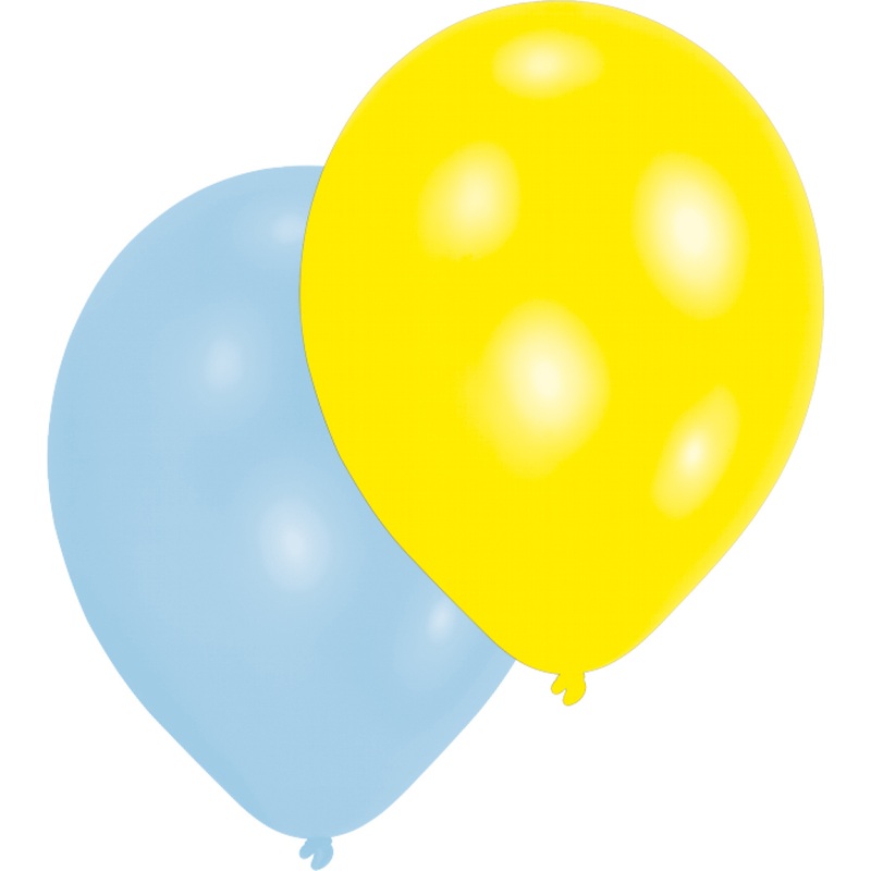 Set of 50 air balloons light blue-yellow mother-of-pearl 27.5cm