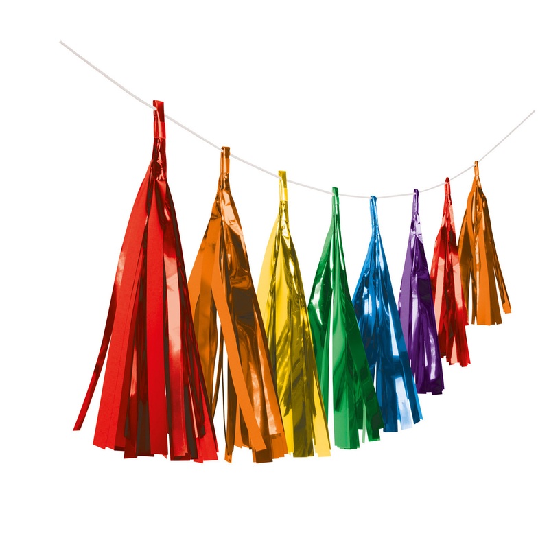 Shiny rainbow fringe garland 3m