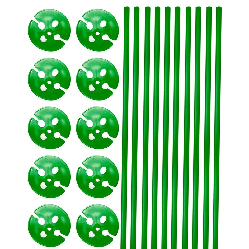 10 balloon sticks with holder green