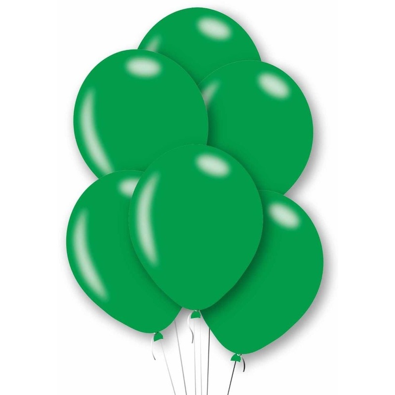 10 green metallic latex balloons 27.5cm