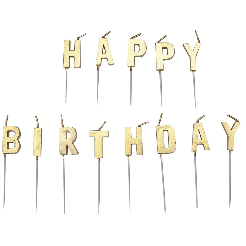 13 candles Happy Birthday gold