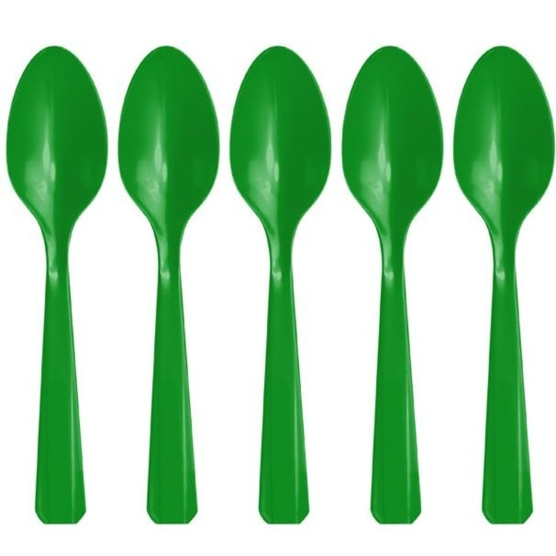20 green plastic spoons Basel 15cm