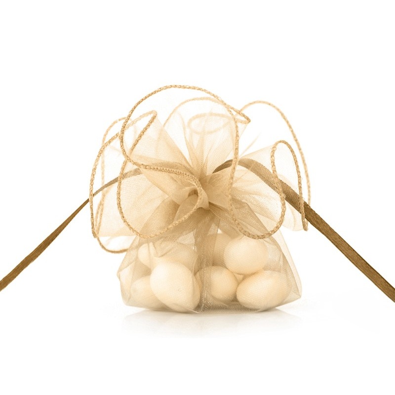 20 organza bags Flora gold 26cm