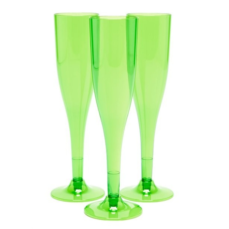 20 plastic champagne glasses green 162ml