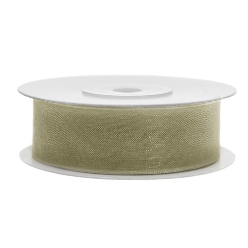 25m chiffon ribbon olive green