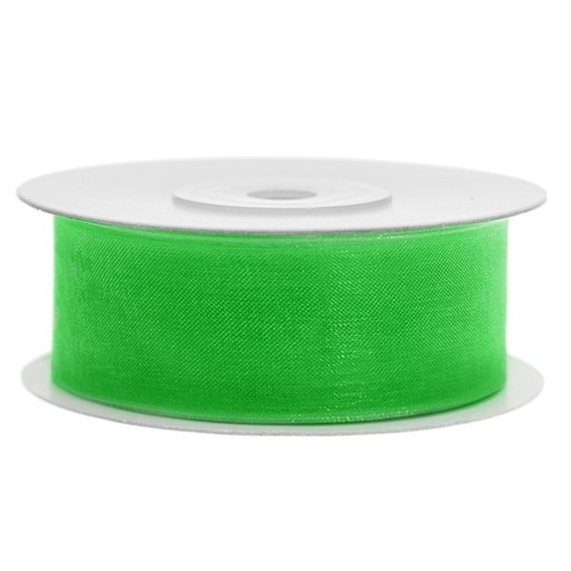 25m gift ribbon clover green chiffon look