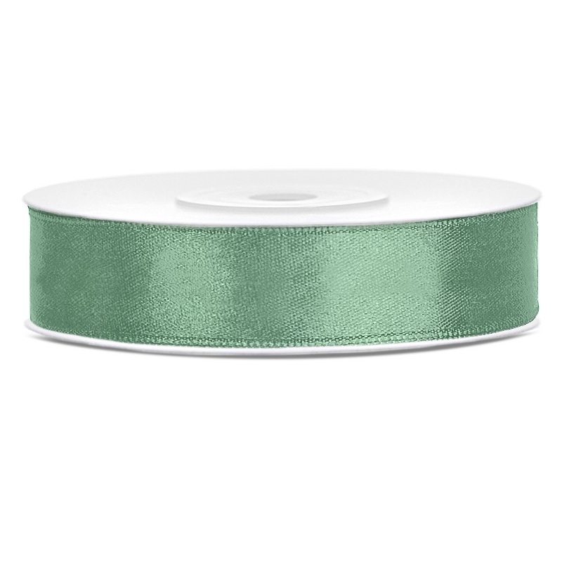 25m satin ribbon pale green 12mm wide