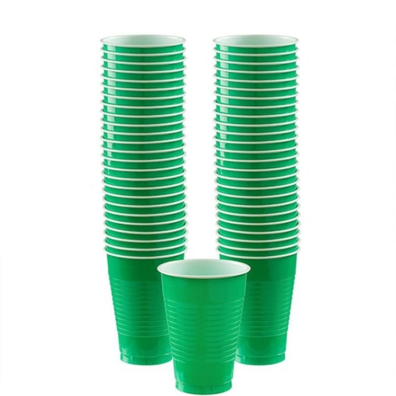 50 green plastic cups 355ml