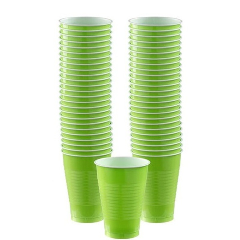 50 lime green plastic cups Basel 355ml