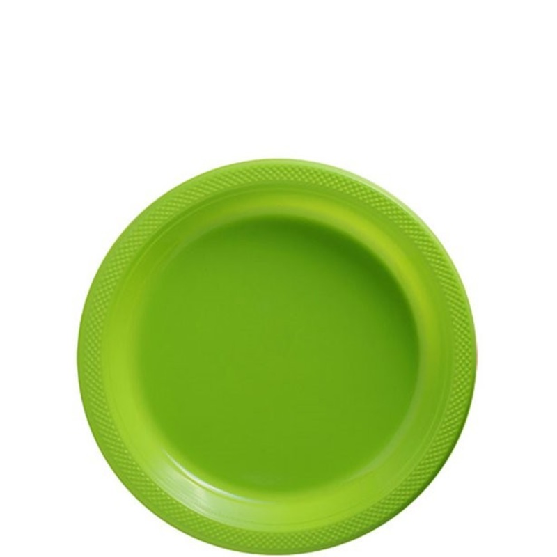 50 lime green plastic plates 17cm