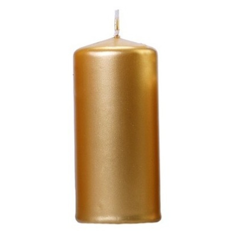 6 pillar candles Rio gold metallic 12cm