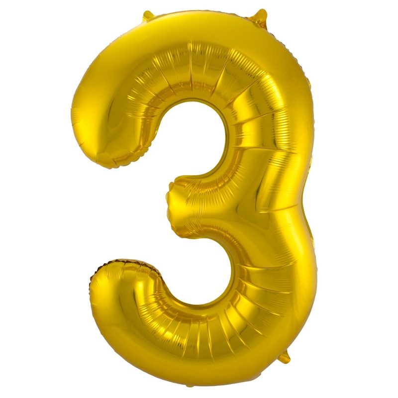 Foil balloon number 3 gold