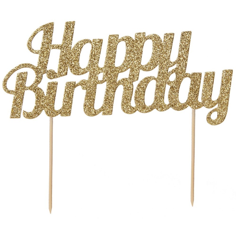 Glittering golden birthday cake decoration