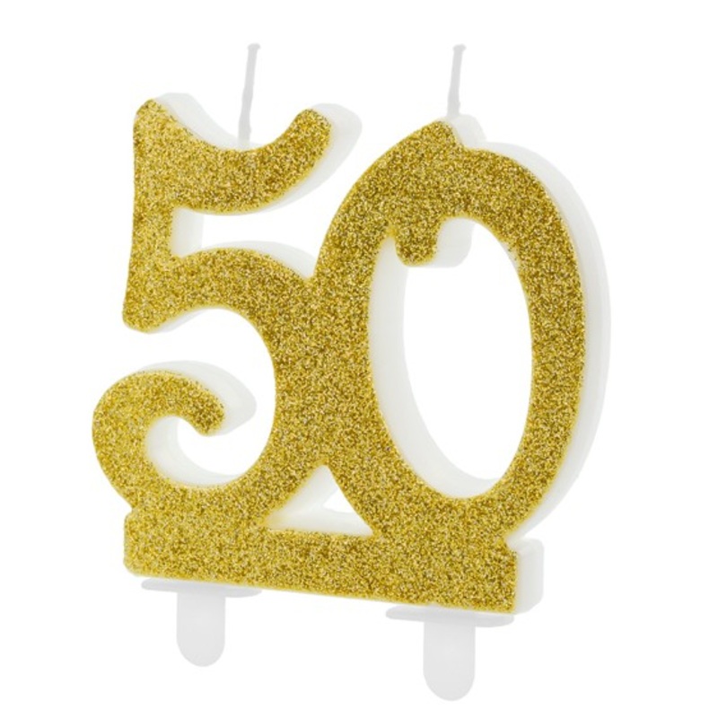 Glossy 50th Birthday cake candle 7.5cm