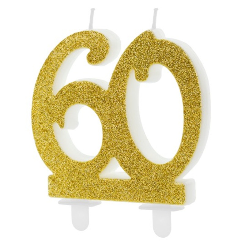 Glossy 60th Birthday cake candle 7.5cm
