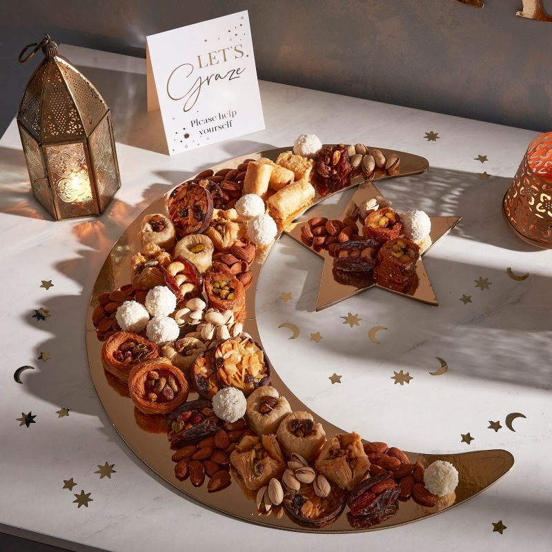 Gold Moon Eid Mubarak serving platter