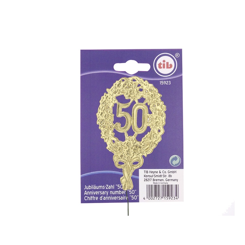 Golden anniversary number 50 embossed 28cm
