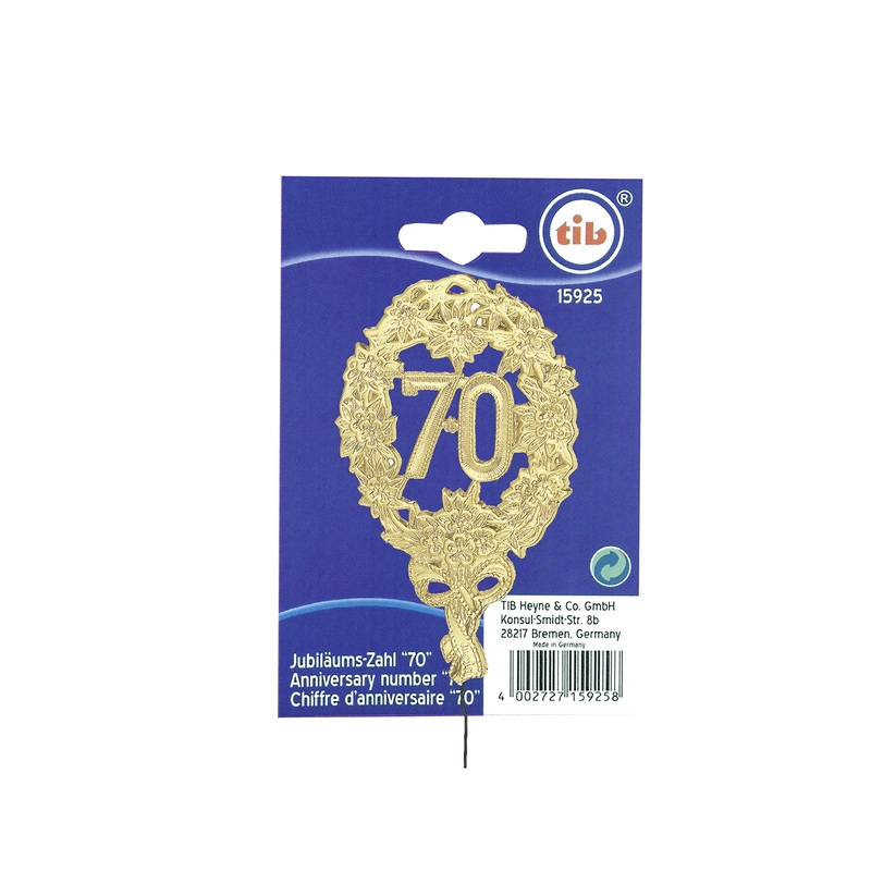 Golden anniversary number 70 embossed 28cm
