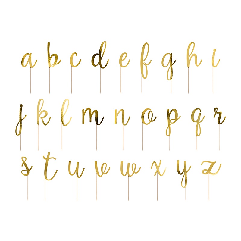 Golden letters cake decoration 53 pieces