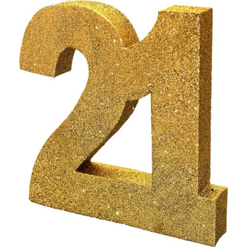 Golden number 21 table decoration 20cm