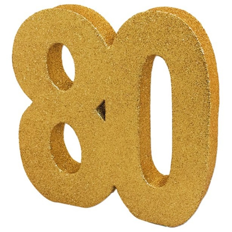 Golden number 80 glittering table decoration