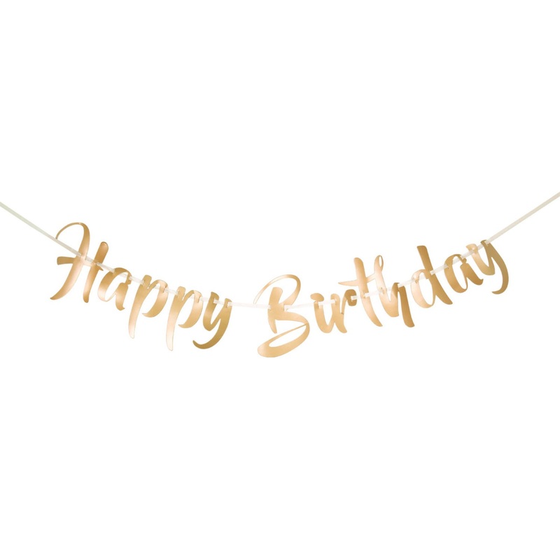 Happy Birthday Garland Gold 1m