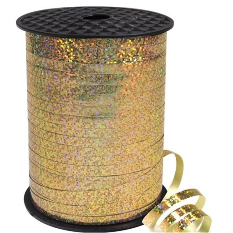 Holographic Ribbon Roll Gold 228m