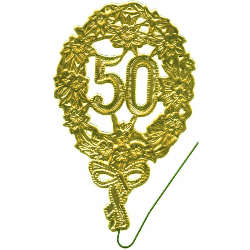Jubilumszahl 50 mit Draht gold 8x12cm