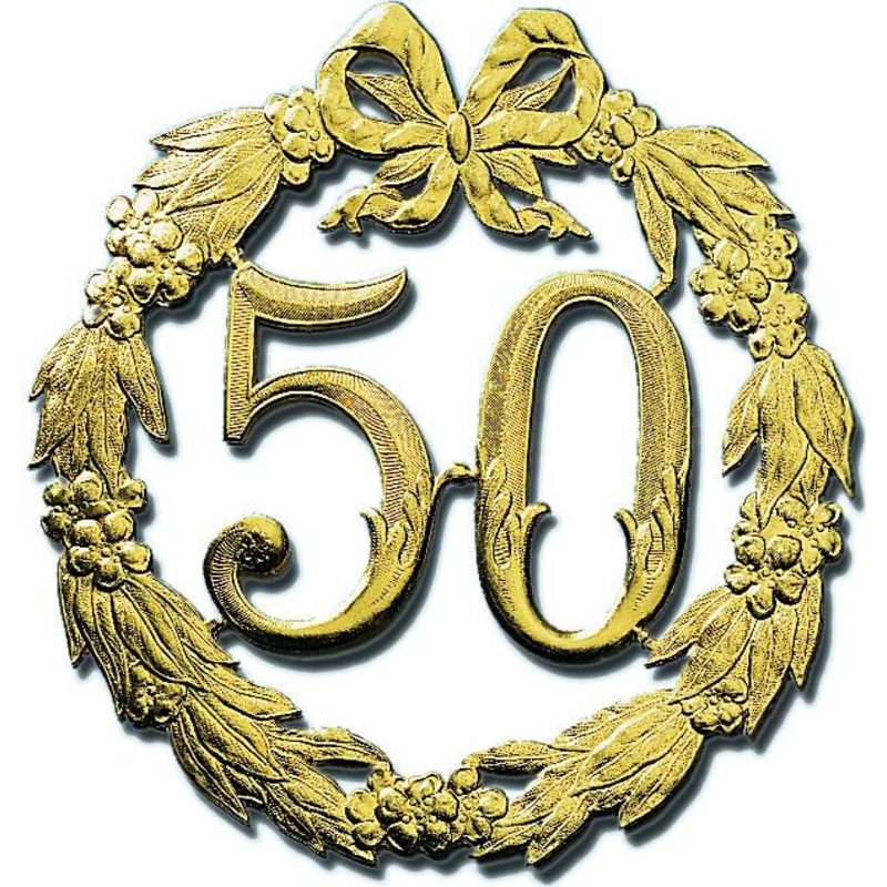 Jubilumszahl 50 ohne Draht gold 24cm