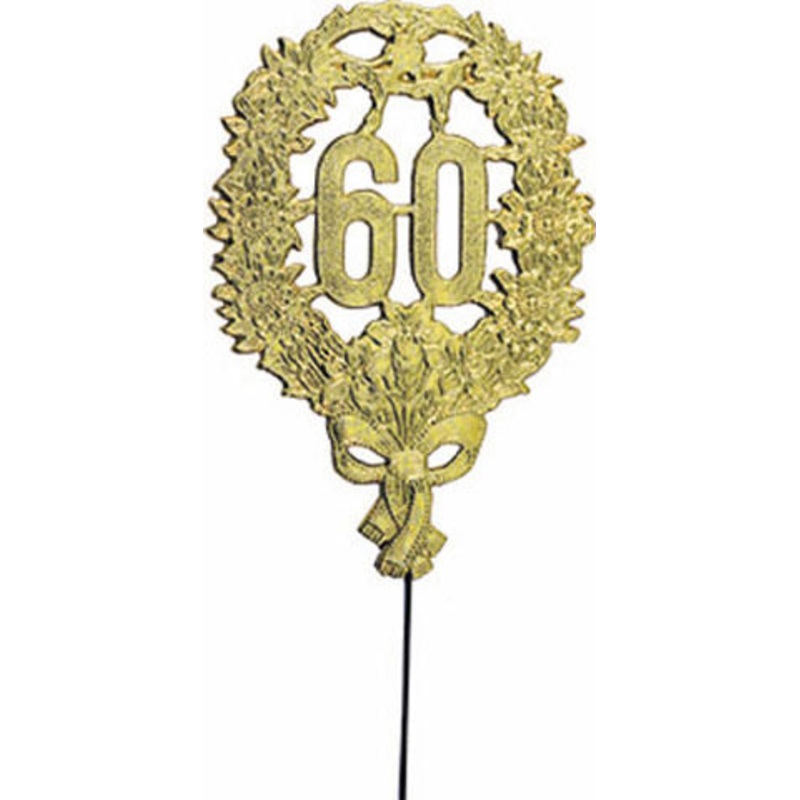 Jubilumszahl 60 mit Draht gold 8x12cm