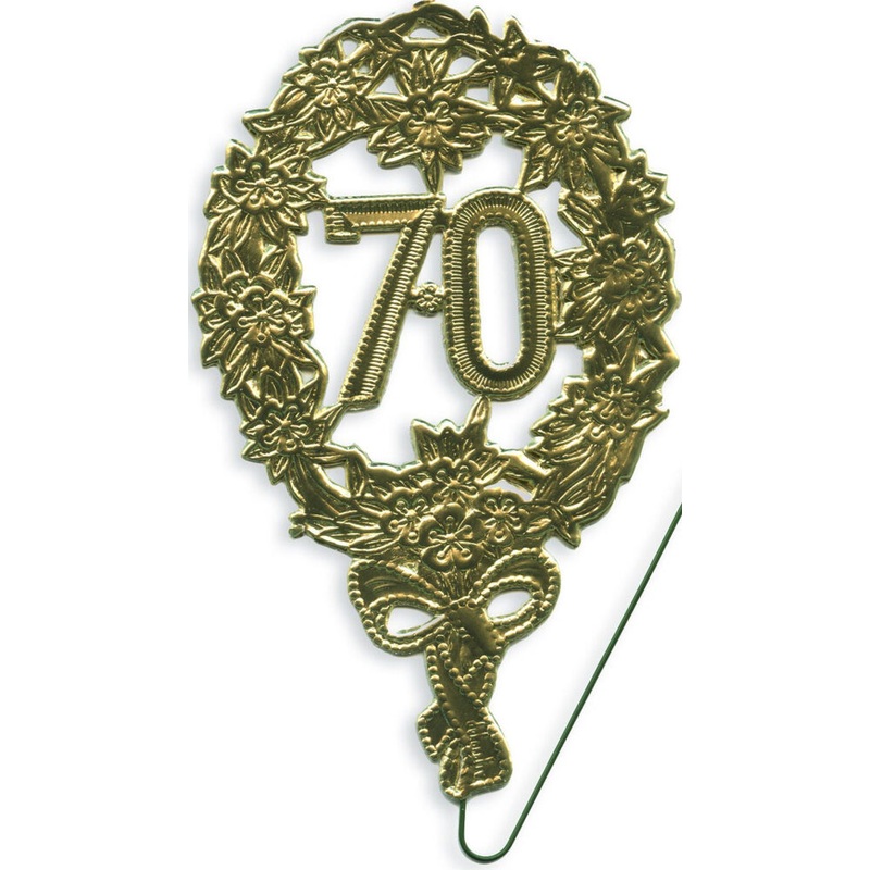 Jubilumszahl 70 mit Draht gold 8x12cm
