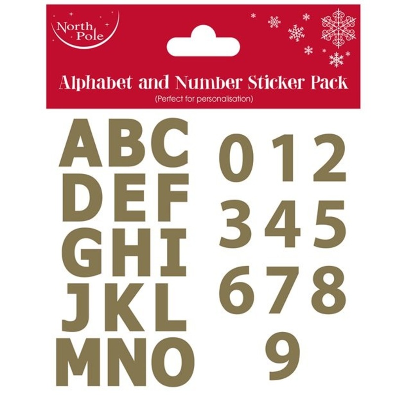 Numbers and letters stickers gold