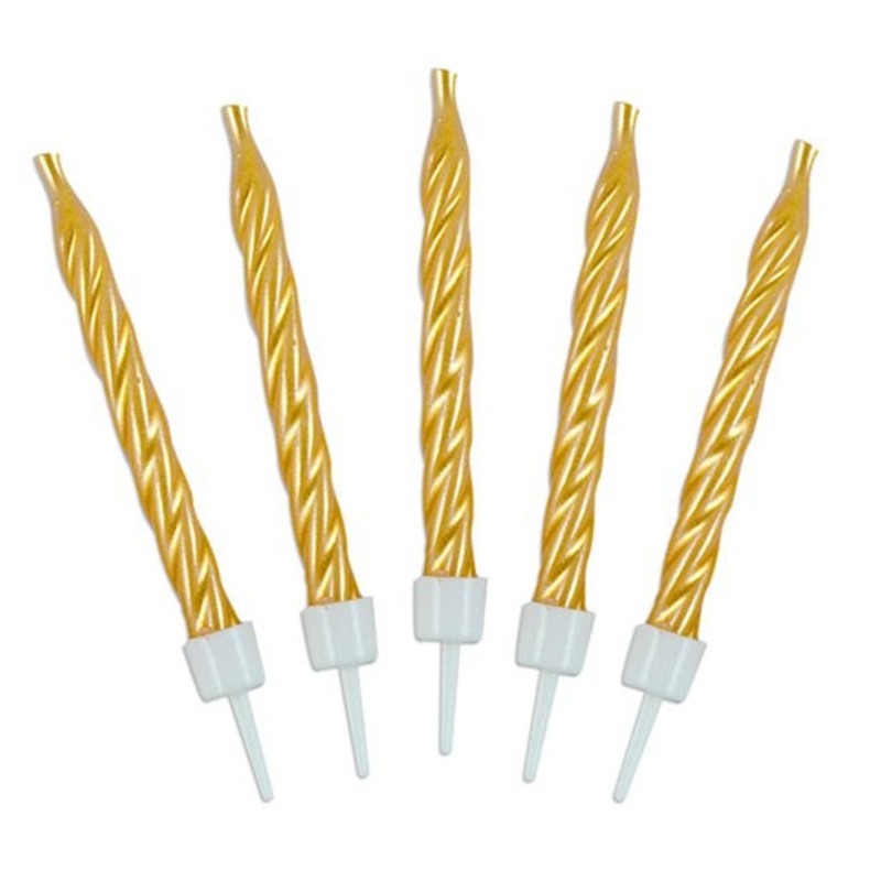 10 golden spiral cake candles 6cm