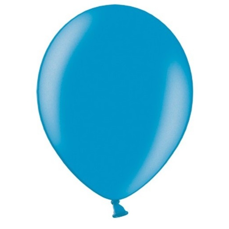 10 party star metallic balloons caribbean blue 30cm