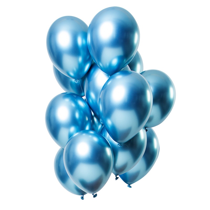 12 latex balloons mirror effect blue