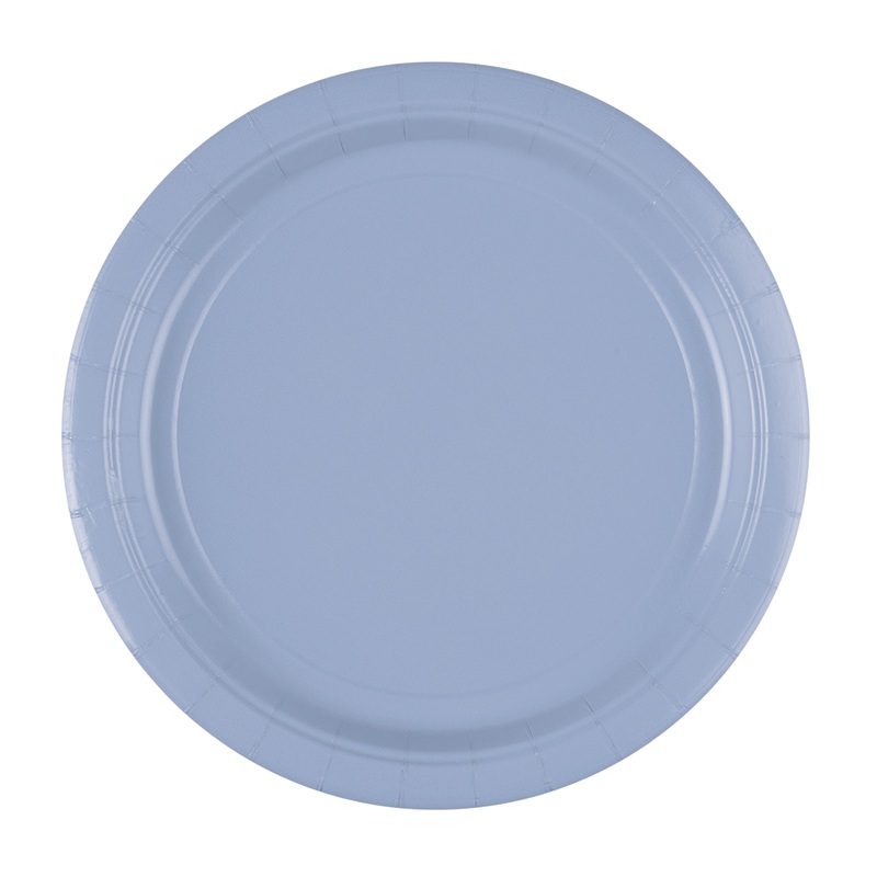 20 Classic paper plates in pastel blue 23cm