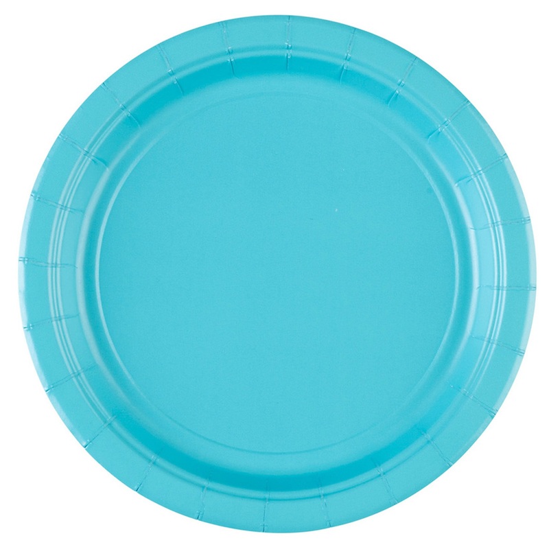20 paper plates in azure blue 17cm