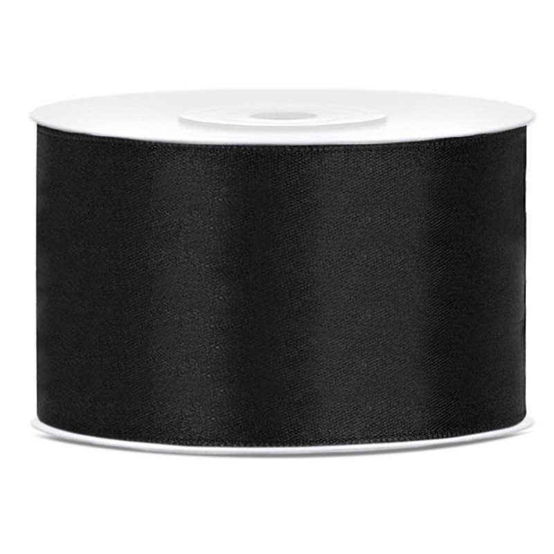 25m satin ribbon black 35mm wide