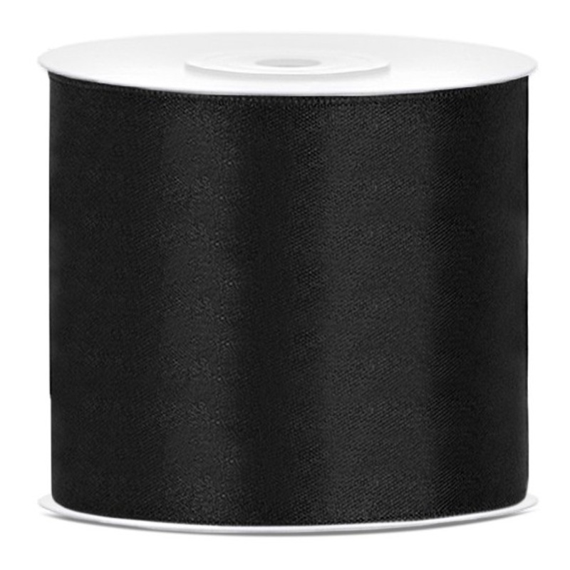 25m satin ribbon black 75mm wide