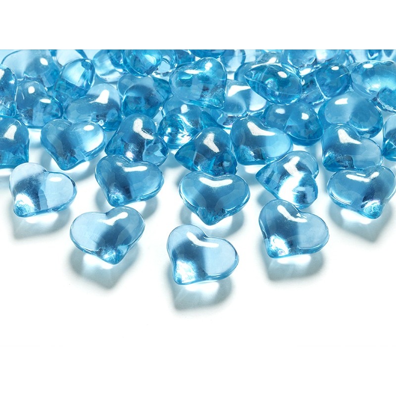 30 crystal scattered hearts azure blue