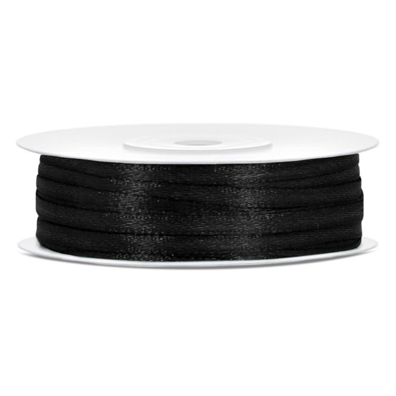 50m satin ribbon black 3mm wide