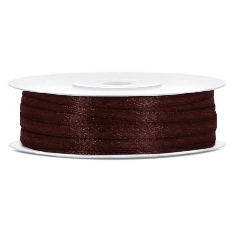 50m satin ribbon, brown, 3mm wide