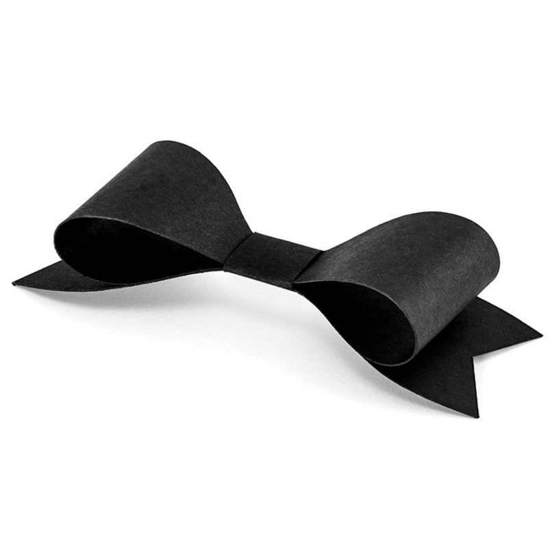 6 black paper ribbons 9.5 x 3.2cm