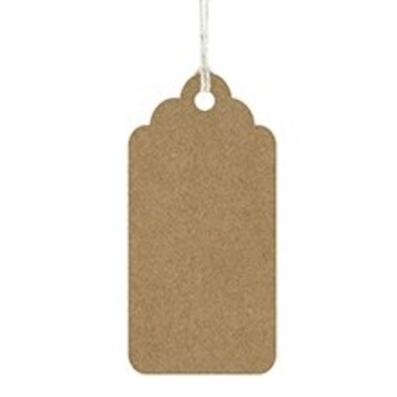 6 brown gift cards with ribbon