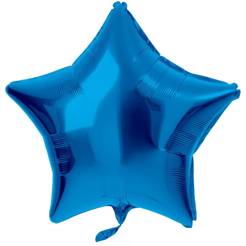Foil balloon star blue metallic 45cm