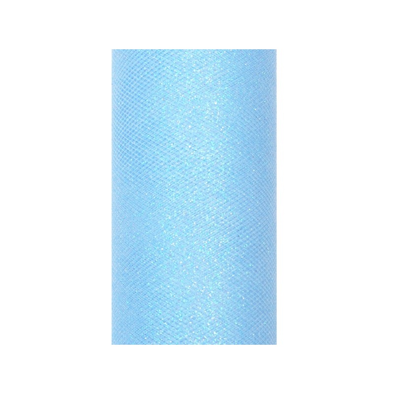 Glitter tulle Estelle azure blue 9m x 15cm