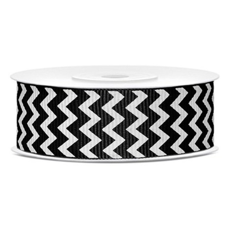 10m grosgrain ribbon black and white
