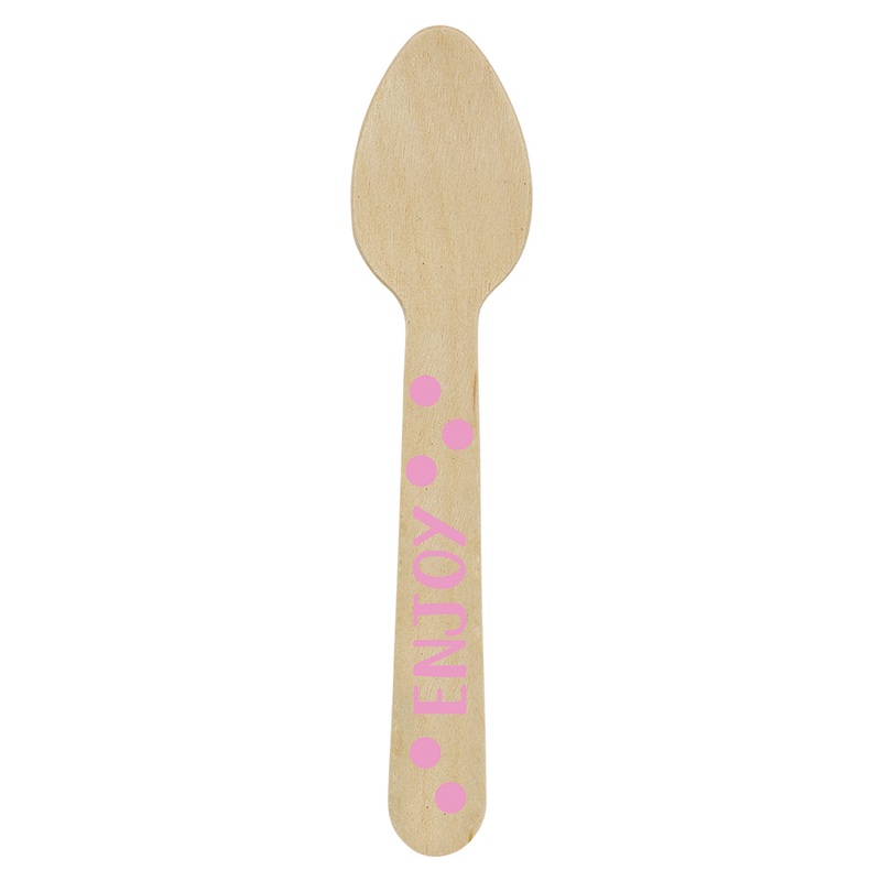 12 Mini Enjoy wooden spoons pink
