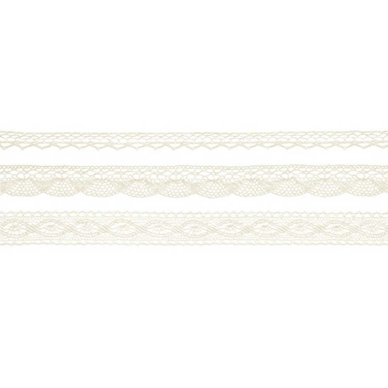 3 Boho lace gift ribbons 1.5m