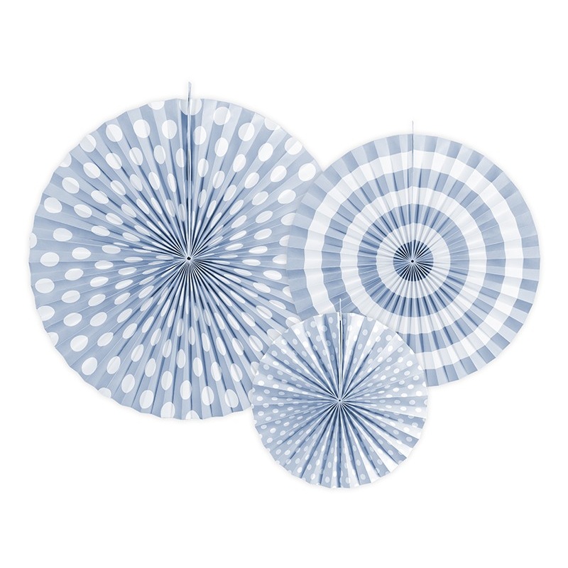 3 Spring Party paper rosettes blue